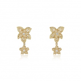 Yellow Gold Diamond Flower Drop Earrings 5.56ct TDW Yellow Gold Diamond Flower Drop Earrings 5.56ct TDW